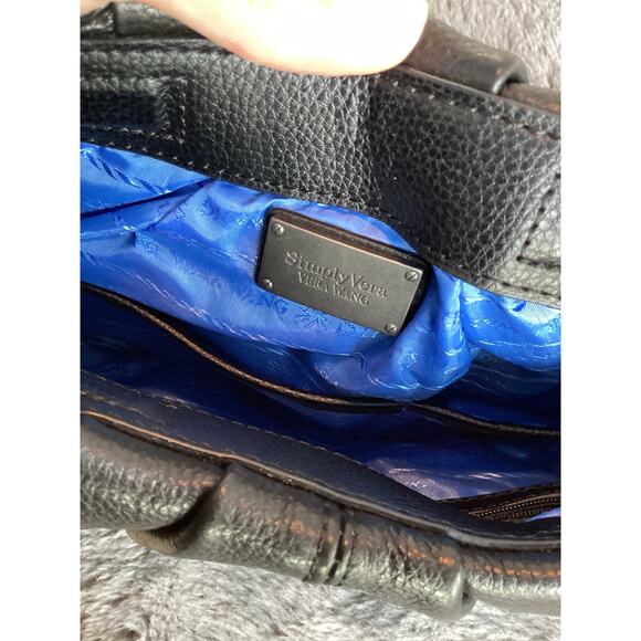 Simply Vera Vera Wang Faux Leather Pleated Shoulder Handbag Hobo Bag Black - Picture 5 of 8